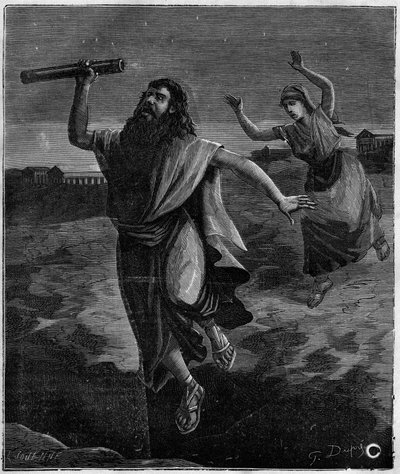 Thales de Miletus matemático e filósofo grego (625 AC - 546 AC): "Ele não viu um poço aberto debaixo dos seus pés e deixou-se arrefecer" de French School