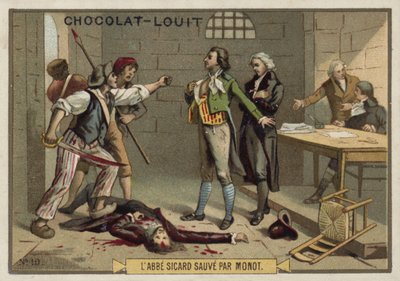 O Abade Sicard é salvo por Monot, Revolução Francesa, setembro de 1792 de French School