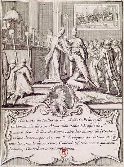 A Abjuração de Henri IV (1553-1610) em St. Denis, julho de 1593 de French School