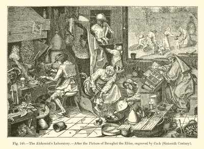 O Laboratório do Alquimista (gravura) de French School