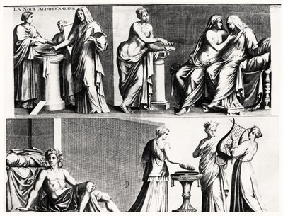 O Casamento Aldobrandini, depois de um Fresco Romano (bw print) de French School