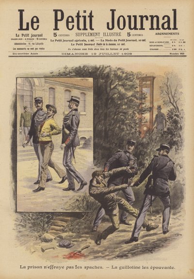 Os Apaches não temem a prisão. A guilhotina aterroriza-os (litografia a cores) de French School