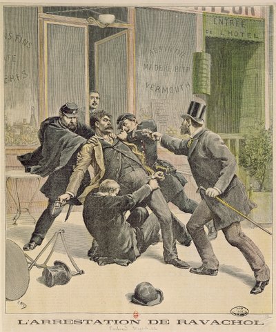 A prisão de Ravachol, capa do &39;Le Petit Journal&39;, 16 de abril de 1892 de French School