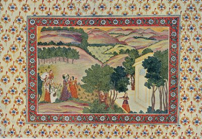 A chegada do inesperado, ilustração de The Arabian Nights, 1895 (gravura a cores) de French School