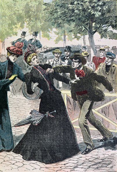 O Assassinato de Isabel (1837-1898) Imperatriz da Áustria por Luccheni, 10 de setembro de 1898, ilustração de Le Pelerin, 1898 (gravura a cores) de French School