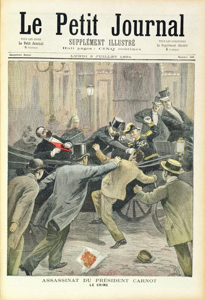 O Assassinato do Presidente Carnot, de &39;Le Petit Journal&39;, 2 de julho de 1894 de French School