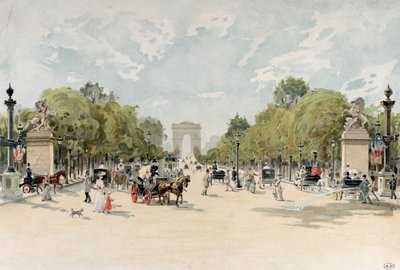 Avenida Champs-Elysees, c.1895 (wc no papel) de French School