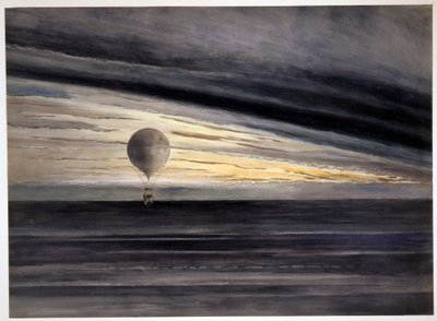 O balão, Zénith, durante um voo de longa distância de Paris a Bordeaux em março de 1875, pub 1875-1880 de French School