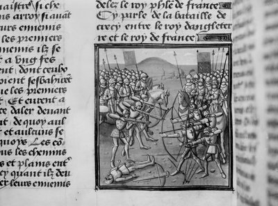 A Batalha de Crecy em 1346 de Froissarts Chronicles de French School