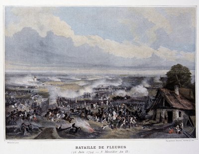 A Batalha de Fleurus em 1794 - em "Batalhas Napoleônicas", no final do século XIX de French School