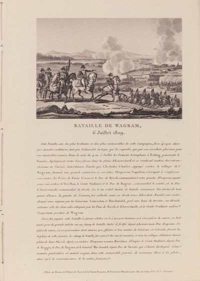 A batalha de Wagram em 6 de julho de 1809 (lito) de French School