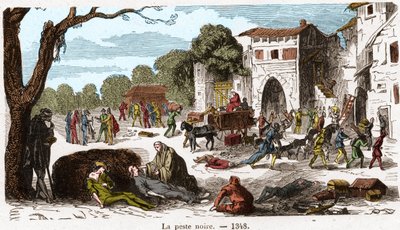 A Peste Negra em 1348. Gravura em "Histoire De France En Cent Paintings by Paul Lehugeur "1891. de French School