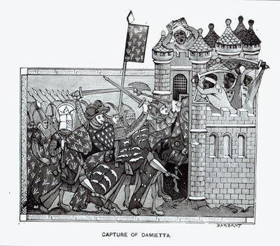 A captura de Damietta em 1249 de French School