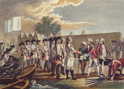 A captura do Senegal, gravada por Nicholas Ponce (1746-1831) 1799 (gravura a cores) de French School