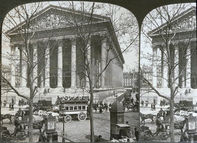 A Igreja de La Madeleine, Paris, visão estereoscópica, c.1860-70 de French School