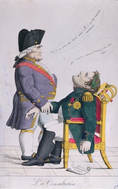 A Consulta, caricatura de Cambaceres (1753-1824) e Napoleão (1769-1821) c.1810-14 de French School