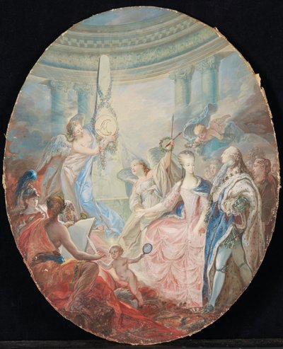 A coroação de Luís XVI acompanhado por Maria Antonieta, após 1774 de French School