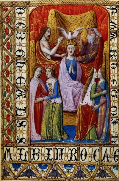 A coroação da Virgem pela Santíssima Trindade, c.1500 de French School