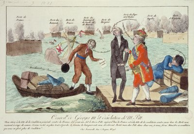 O Concílio de George III (1738-1820) e a Desolação de William Pitt (1759-1806), o Jovem, 1801 de French School