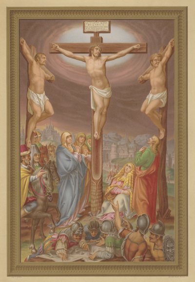 A Crucificação (cromolitografia) de French School