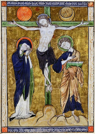 A Crucificação, de um Psalter, c.1215 de French School