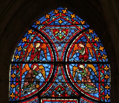 A Morte e Glorificação da Virgem Maria janela - seção superior de French School