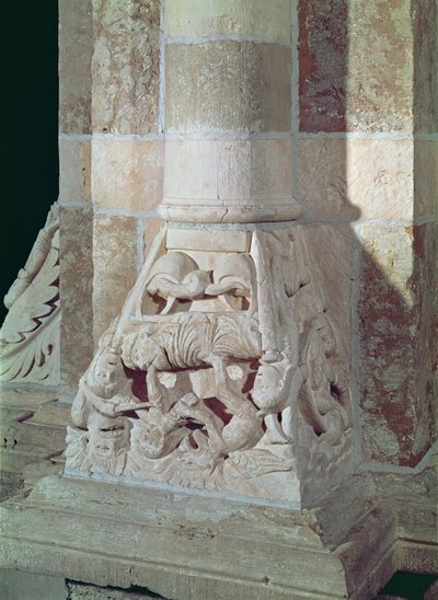 A morte de Lázaro e o homem rico, de uma capital na nave, c.1150 de French School