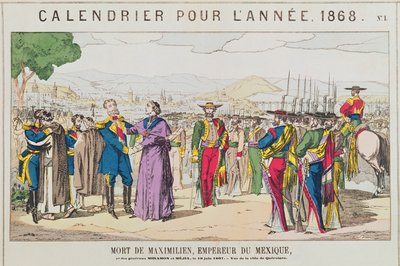 A morte de Maximiliano, Imperador do México, 19 de junho de 1867 de French School