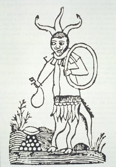 O Diabo apontando Tesouros Escondidos, cópia de uma ilustração de Le Veritable Dragon Rouge, 2ª versão, Lille 1521, usada em uma História da Magia, publicada no final do século XIX de French School