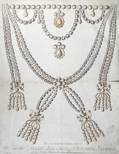 O Colar de Diamantes envolvido no Caso do Collier de la Reine, c.1785 de French School