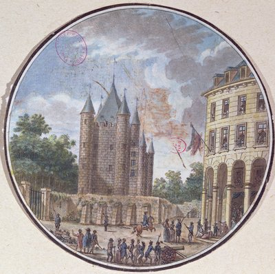 O Donjon do Templo, Paris (gravura a cores) de French School