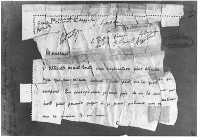 The Dreyfus Affair, 22 de dezembro de 1894, telegrama enviado ao comandante Esterhazy de French School