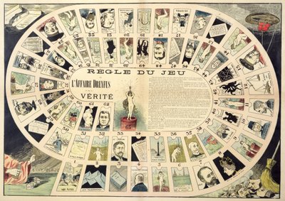 The Dreyfus Affair Game, com retratos dos vários indivíduos envolvidos, final do século XIX de French School