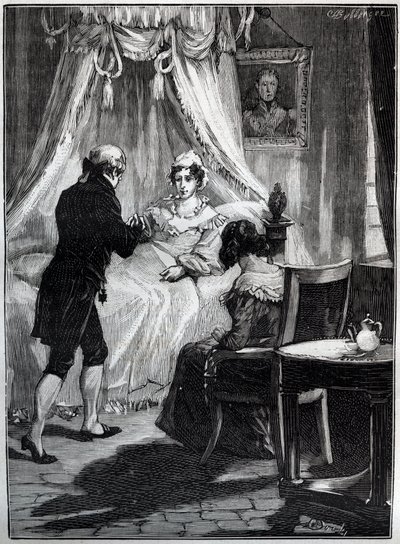 A Duquesa de Berry (Marie Caroline, Princesa das Duas Sicílias, Duquesa de Berry (1798-1870) na Fortaleza de Blay recebe o Doutor Louis Charles Deneux (1767-1846) - Gravura - de French School