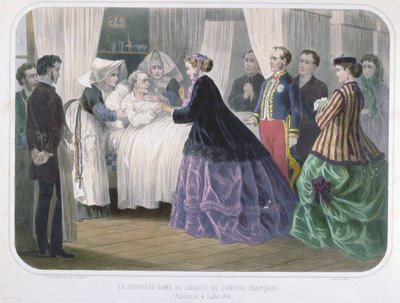 A Imperatriz Eugenie (1829-1920) visitando as vítimas do cólera em Amiens no dia 4 de julho de 1866, c.1866-70 de French School
