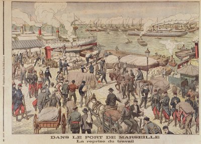 O fim da greve em Marselha, ilustração do Le Petit Journal, 23 de outubro de 1904 de French School
