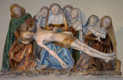O Entombment, 1490 (pedra pintada) (detalhe) de French School