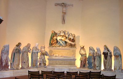 O Entombment, 1490 (pedra pintada) de French School