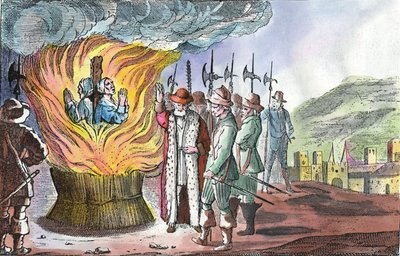 A execução de mulheres valdenses durante a Páscoa do Piemonte de 1655 de French School
