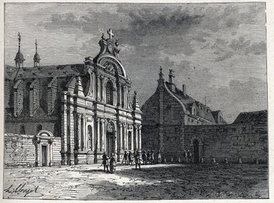 O convento de Feuillants, o ponto de encontro do Clube Feuillants, uma organização política realista durante a revolução francesa. Gravura de 1889. Coleção privada. de French School