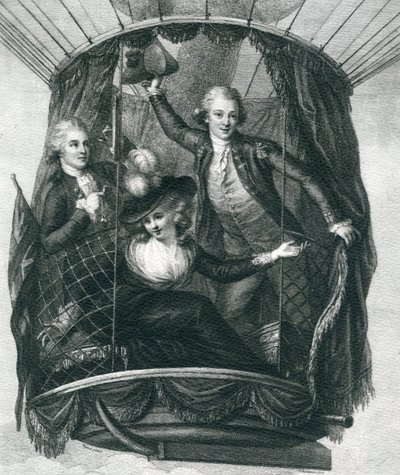 A Primeira Ascensão Balão na Inglaterra, 15 de setembro de 1784, de Wonderful Balloon Ascents ou a Conquista dos Céus, por Fulgence Marion, publicado em c.1870 de French School