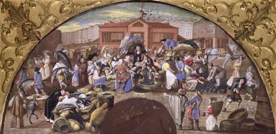 O mercado de peixe em Les Halles, c.1660 de French School