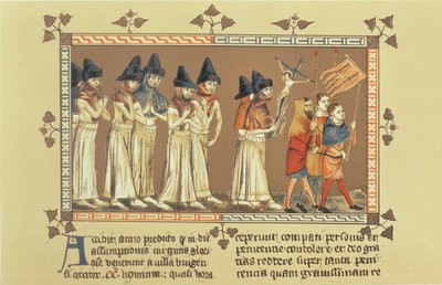 Os Flagelantes no Doornik em 1349, cópia de uma miniatura do Chronicle of Aegidius Li Muisisis de French School