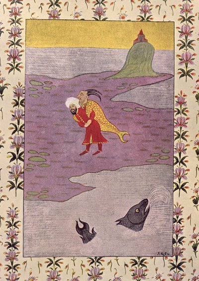A quarta viagem de Sinbad, ilustração para Sinbad o marinheiro, das noites árabes, 1895 (gravura a cores) de French School