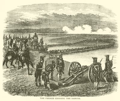 Os franceses atravessam o Danúbio (gravura) de French School