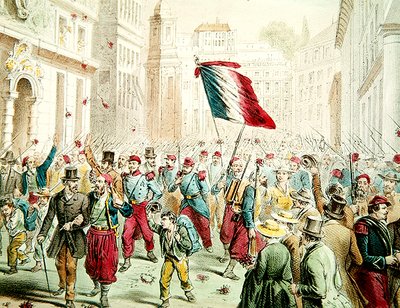Os franceses entrando em Gênova em 1859 (gravura colorida) de French School