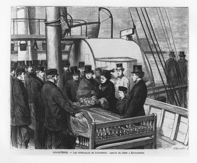 O Funeral de David Livingstone: Chegada de seu cadáver em Southampton de French School