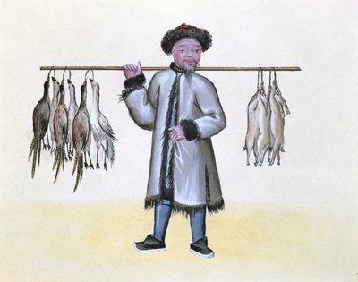 The Game Merchant, de um livro sobre as chamadas de rua de Pequim, c.1785 (wc e guache sobre papel) de French School