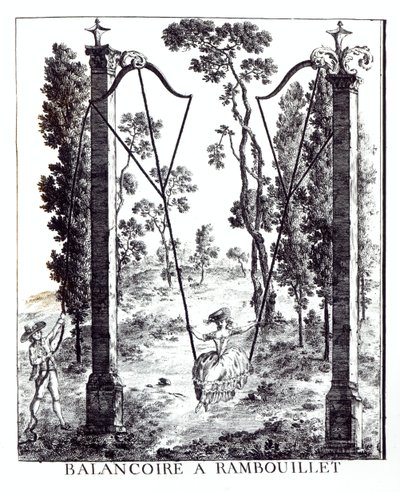 O balanço do jardim em Rambouillet, de detalhes dos novos jardins a moda por George Louis o vermelho, publicado 1775-78 de French School