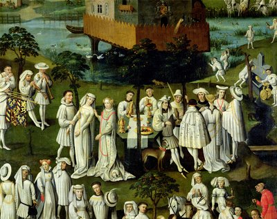 O Jardim do Amor na Corte de Filipe o Bom, nos Jardins do Castelo de Hesdin em 1431 (detalhe de 32980) de French School